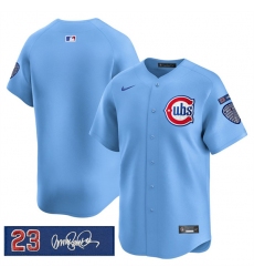 Men's Chicago Cubs Blank Blue 'Ryne Sandberg Tribute' Vapor Limited V3 Stitched Baseball Jersey