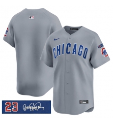 Men's Chicago Cubs Blank Gray 'Ryne Sandberg Tribute' Vapor Limited V3 Stitched Baseball Jersey