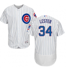 Men's Majestic Chicago Cubs #34 Jon Lester White Home Flex Base Authentic Collection MLB Jersey