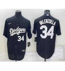 Men's Los Angeles Dodgers #34 Fernando Valenzuela Number Black Turn Back The Clock Stitched Cool Base Jersey
