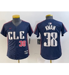 Youth Cleveland Guardians #38 Steven Kwan Navy 2024 City Connect Limited Stitched Baseball Jerseys