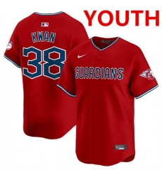 Youth Cleveland Guardians #38 Steven Kwan Red Alternate Limited Stitched Baseball Jersey