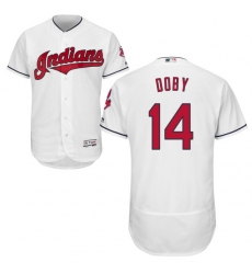 Men's Majestic Cleveland Indians #14 Larry Doby White Home Flex Base Authentic Collection MLB Jersey