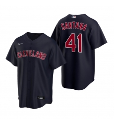 Men's Nike Cleveland Indians #41 Carlos Santana Navy Alternate Stitched Baseball Jersey
