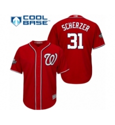 Youth Washington Nationals #31 Max Scherzer Authentic Red Alternate 1 Cool Base 2019 World Series Bound Baseball Jersey