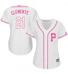 Women's Majestic Pittsburgh Pirates #21 Roberto Clemente Replica White Fashion Cool Base MLB Jersey
