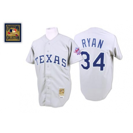 Men's Mitchell and Ness Texas Rangers #34 Nolan Ryan Authentic Grey Throwback MLB Jersey Men's Mitchell and Ness Texas Rangers #34 Nolan Ryan Authentic Grey Throwback MLB Jersey