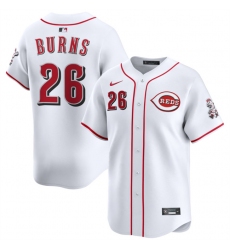 Men's Cincinnati Reds #26 Chase Burns White Home Limited Stitched Baseball Jersey