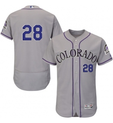 Men's Majestic Colorado Rockies #28 Nolan Arenado Grey Road Flex Base Authentic Collection MLB Jersey