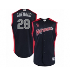 Youth Colorado Rockies #28 Nolan Arenado Authentic Navy Blue National League 2019 Baseball All-Star Jersey