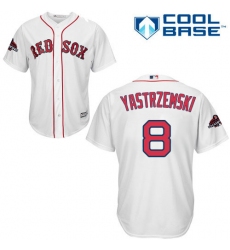 Youth Majestic Boston Red Sox #8 Carl Yastrzemski Authentic White Home Cool Base 2018 World Series Champions MLB Jersey