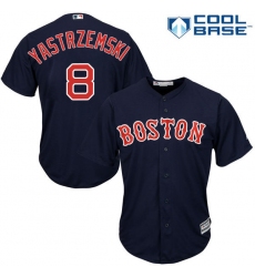 Youth Majestic Boston Red Sox #8 Carl Yastrzemski Replica Navy Blue Alternate Road Cool Base MLB Jersey