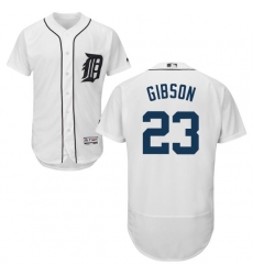 Men's Majestic Detroit Tigers #23 Kirk Gibson White Home Flex Base Authentic Collection MLB Jersey