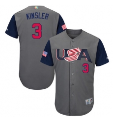 Men's USA Baseball Majestic #3 Ian Kinsler Gray 2017 World Baseball Classic Authentic Team Jersey