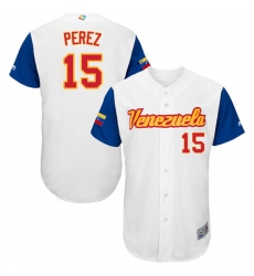 Men's Venezuela Baseball Majestic #15 Salvador Perez White 2017 World Baseball Classic Authentic Team Jersey