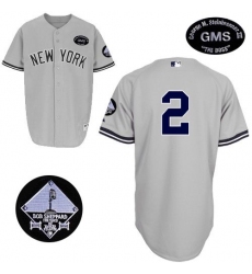 Men's Majestic New York Yankees #2 Derek Jeter Replica Grey GMS 