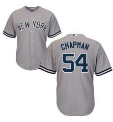 Women's Majestic New York Yankees #54 Aroldis Chapman Replica Grey Road MLB Jersey