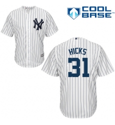 Men's Majestic New York Yankees #31 Aaron Hicks Replica White Home MLB Jersey