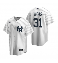 Men's Nike New York Yankees #31 Aaron Hicks White Home Stitched Baseball Jersey
