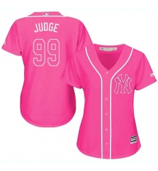 Women's Majestic New York Yankees #99 Aaron Judge Replica Pink Fashion Cool Base MLB Jersey