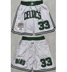 Men's Boston Celtics #33 Larry Bird White Shorts (Run Small)