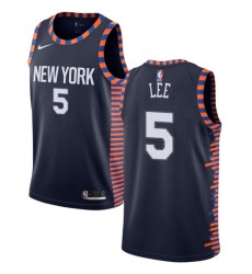 Men's Nike New York Knicks #5 Courtney Lee Swingman Navy Blue NBA Jersey - 2018 19 City Edition