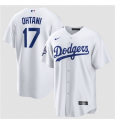 Men's Los Angeles Dodgers #17 Shohei Ohtani White 2025 World Series Champions Stitched Baseball Jersey