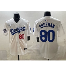 Men's Los Angeles Dodgers #80 Emmet Sheehan White 2025 World Series Champions Limited Stitched Baseball Jersey