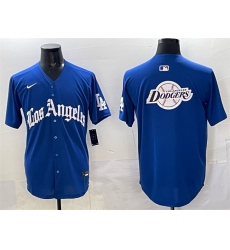 Men's Los Angeles Dodgers Team Big Logo Blue 2025 LA Gothic Style With Fernando Vapor Premier Limited Stitched Baseball Jersey