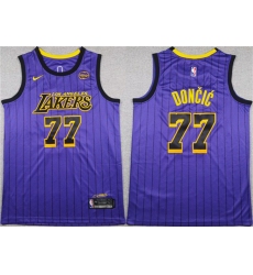Men's Los Angeles Lakers #77 Luka Doncic Purple 2025 Stitched Basketball Jersey
