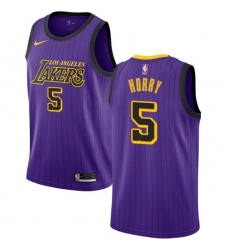 Men's Nike Los Angeles Lakers #5 Robert Horry Swingman Purple NBA Jersey - City Edition
