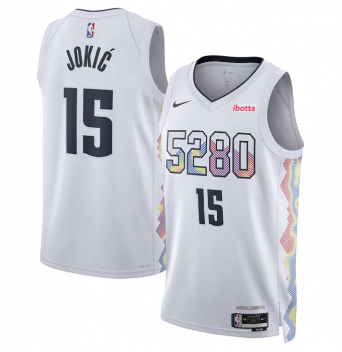 Men's Denver Nuggets #15 Nikola Jokic White 2024 25 City Edition Stitched Basketball Jersey