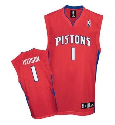 Men's Adidas Detroit Pistons #1 Allen Iverson Authentic Red NBA Jersey