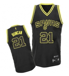 Men's Adidas San Antonio Spurs #21 Tim Duncan Authentic Black Electricity Fashion NBA Jersey