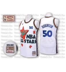 Men's Adidas San Antonio Spurs #50 David Robinson Authentic White 1995 All Star Throwback NBA Jersey