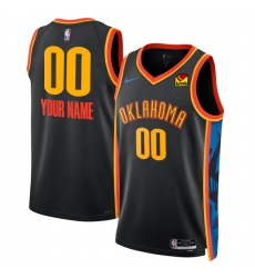 Men's Oklahoma City Thunder Active Player Custom Black 2024-25 City Edition Stitched Basketball Jersey