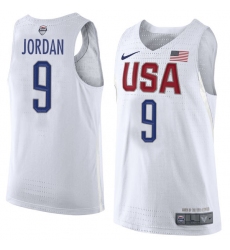 Men's Nike Team USA #9 Michael Jordan Authentic White 2016 Olympics Basketball Jersey