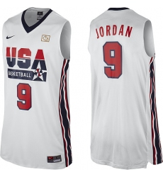 Men's Nike Team USA #9 Michael Jordan Swingman White 2012 Olympic Retro Basketball Jersey
