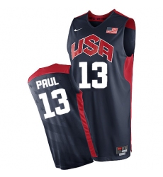 Men's Nike Team USA #13 Chris Paul Authentic Navy Blue 2012 Olympics Basketball Jersey