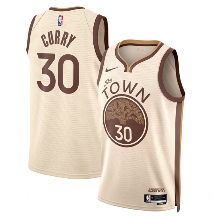 Men's Golden State Warriors #30 Stephen Curry Tan 2025-26 City Edition Stitched Basketball Jersey