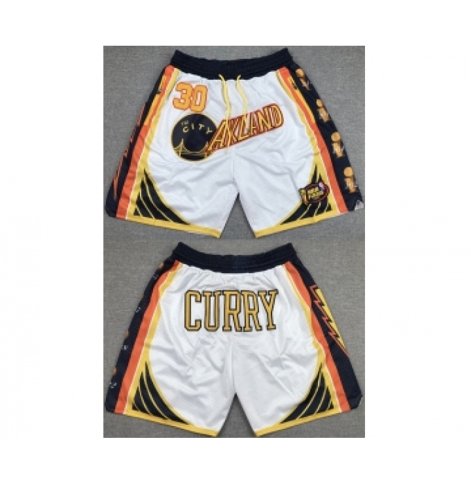 Men's Golden State Warriors #30 Stephen Curry White Shorts(Run Small)