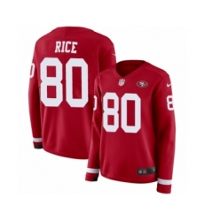 Women's Nike San Francisco 49ers #80 Jerry Rice Limited Red Therma Long Sleeve NFL Jersey