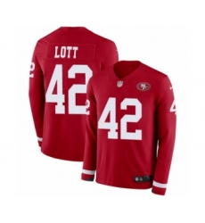 Youth Nike San Francisco 49ers #42 Ronnie Lott Limited Red Therma Long Sleeve NFL Jersey
