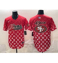 Men's San Francisco 49ers Team Big Logo Red Limited Stitched Baseball Jersey