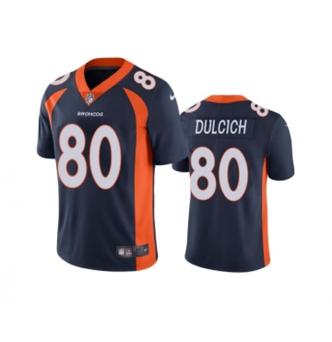 Men's Denver Broncos #80 Greg Dulcich Navy Vapor Untouchable Stitched Jersey
