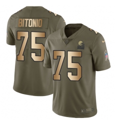 Men's Nike Cleveland Browns #75 Joel Bitonio Limited Olive/Gold 2017 Salute to Service NFL Jersey