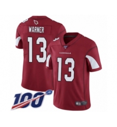 Men's Arizona Cardinals #13 Kurt Warner Red Team Color Vapor Untouchable Limited Player 100th Season Football Jersey