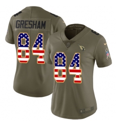 Women's Nike Arizona Cardinals #84 Jermaine Gresham Limited Olive/USA Flag 2017 Salute to Service NFL Jersey