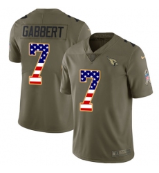 Men's Nike Arizona Cardinals #7 Blaine Gabbert Limited Olive/USA Flag 2017 Salute to Service NFL Jersey