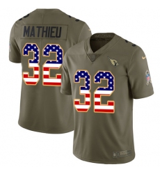 Youth Nike Arizona Cardinals #32 Tyrann Mathieu Limited Olive/USA Flag 2017 Salute to Service NFL Jersey